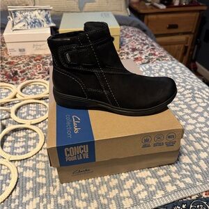 Clarks Sleek Black Ankle Boots